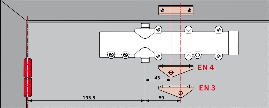 Μηχανισμός επαναφοράς πόρτας Dorma TS71